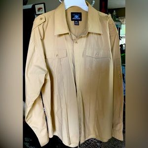 BLACK LABEL Casual Men’s Button down long sleeve button shirt, 4XL, Tan color